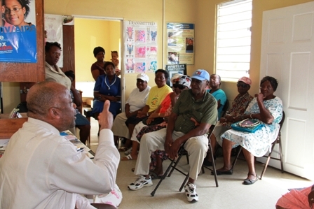 Minister of Health on Nevis Hon. Hensley Daniel addressing members of the Diabetic Association in Combermer